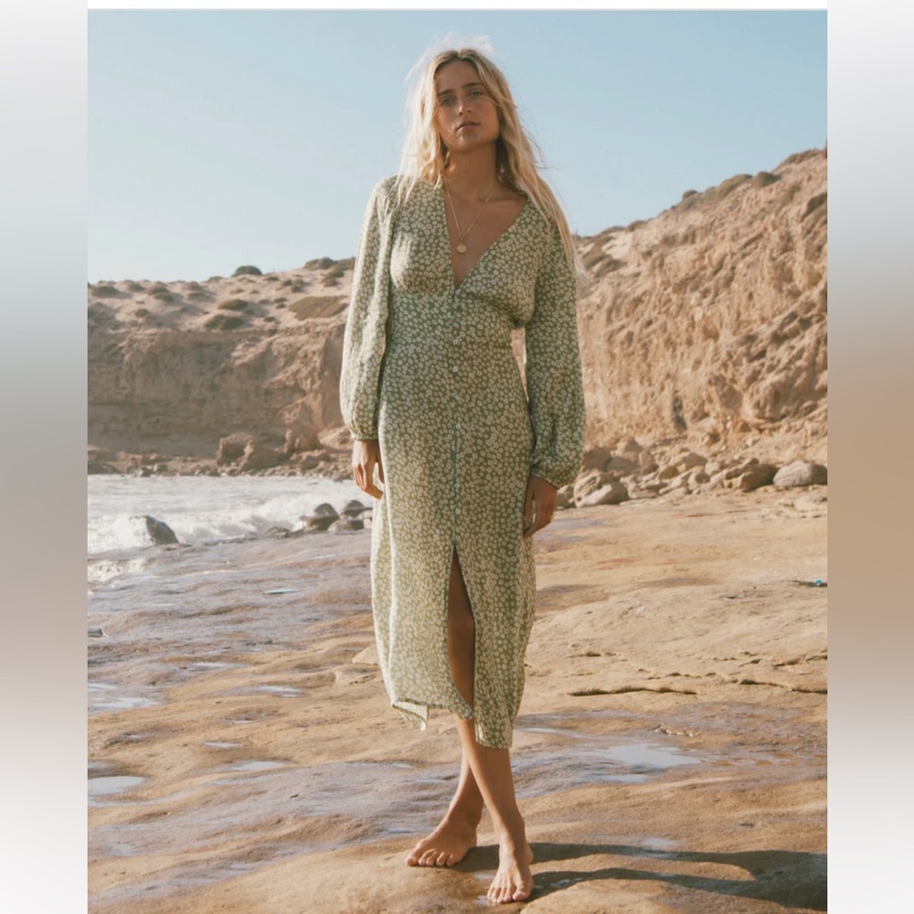 Billabong Cool Nights Midi Dress in Green Eyes NWOT